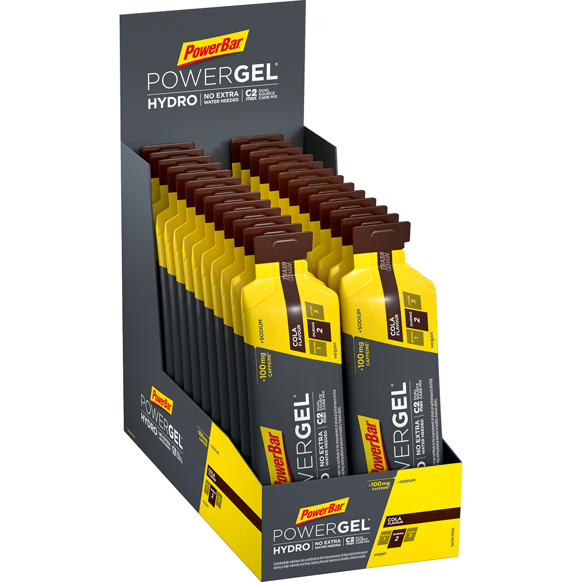 Bild von 24x PowerBar Powergel Hydro - Cola mit Koffein (Box)